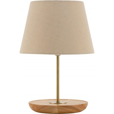 83,95 € Free Shipping | Table lamp 20W 37×25 cm. Wood and textile. Brown Color