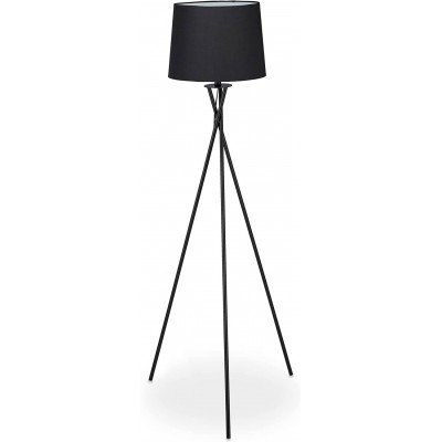 Lámpara de pie 60W Forma Cilíndrica 158×61 cm. Trípode de sujeción Comedor, dormitorio y vestíbulo. Estilo moderno. Metal y Textil. Color negro