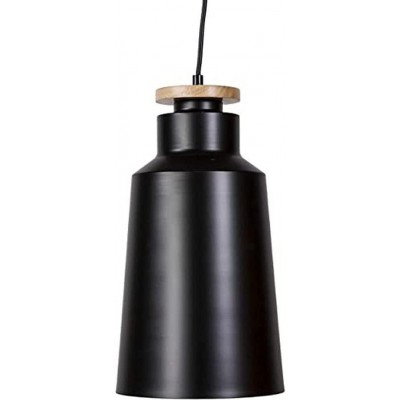 Lámpara colgante 40W Forma Cilíndrica 36×20 cm. Salón, comedor y dormitorio. Estilo moderno. Metal y Madera. Color negro