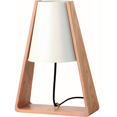 Lampada da tavolo 40W Forma Conica 36×20 cm. Soggiorno, sala da pranzo e camera da letto. Metallo e Legna. Colore bianca