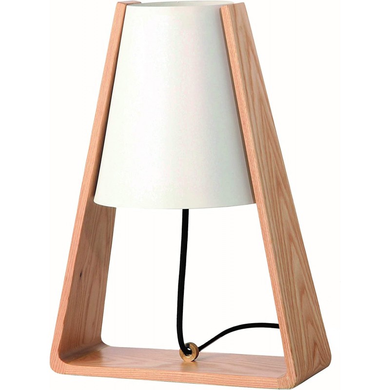123,95 € Free Shipping | Table lamp 40W Conical Shape 36×20 cm. Living room, dining room and bedroom. Metal casting and Wood. White Color