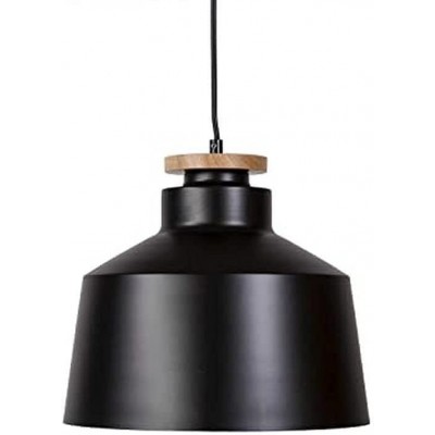 Lampe à suspension Façonner Cylindrique 30×30 cm. Salle, chambre et hall. Style moderne. Métal et Bois. Couleur noir