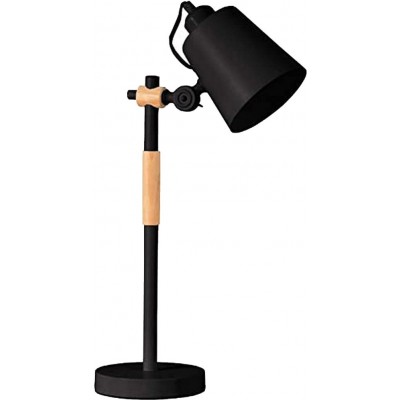 Lámpara de escritorio 40W Forma Cilíndrica 60×18 cm. Articulado Salón, comedor y dormitorio. Metal y Madera. Color negro