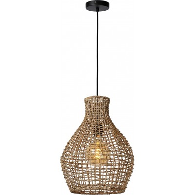 116,95 € Free Shipping | Hanging lamp 40W Ø 35 cm. Metal casting, wood and polycarbonate. Brown Color