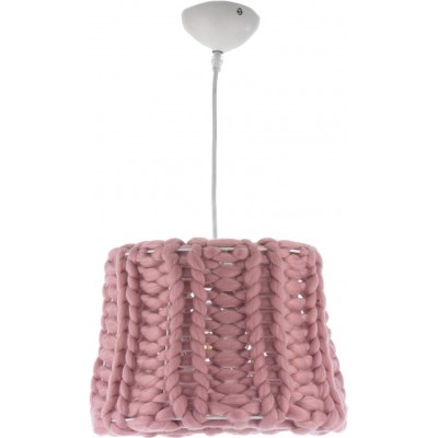 Lampada a sospensione Forma Cilindrica 35×35 cm. Sala da pranzo, camera da letto e atrio. Stile moderno. Metallo e Tessile. Colore rosa