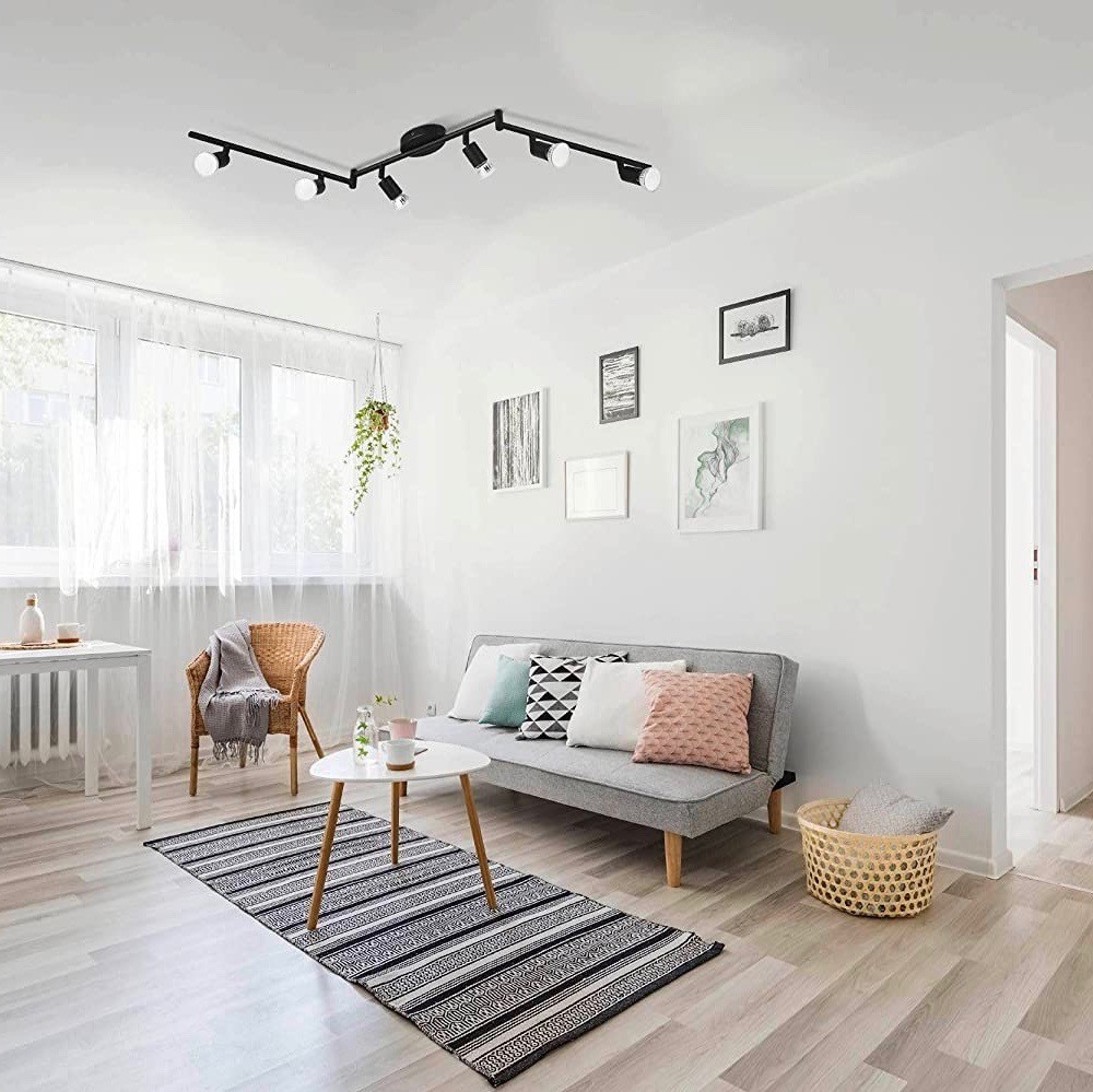 93,95 € Spedizione Gratuita | Faretto da interno Eglo 105×8 cm. 6 faretti LED orientabili Acciaio e metallo. Colore nero