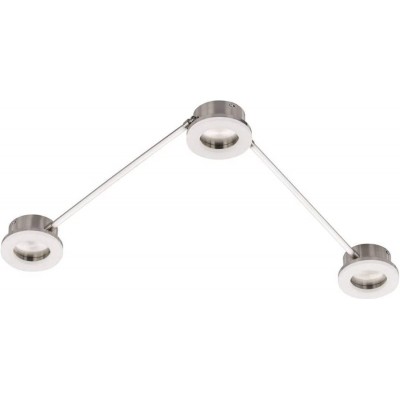 Ceiling lamp 21W Round Shape 150×15 cm. Triple focus Living room, dining room and lobby. Modern Style. PMMA and Metal casting. Nickel Color
