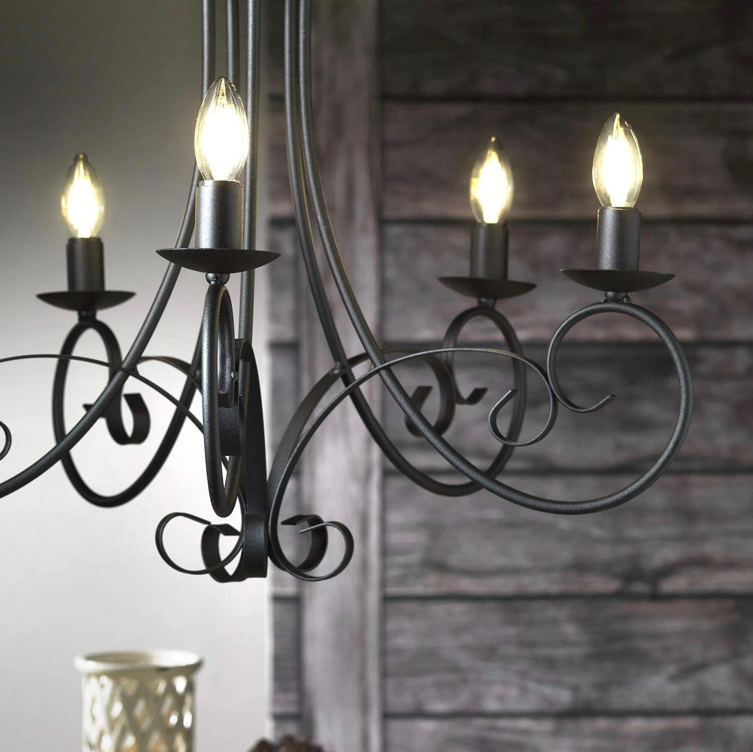 122,95 € Envio grátis | Lustre 6W 115×70 cm. 5 pontos de luz Metais. Cor preto