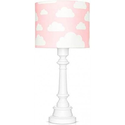 Lampada per bambini 60W Forma Cilindrica 55×25 cm. Sala da pranzo, camera da letto e atrio. Legna. Colore rosa