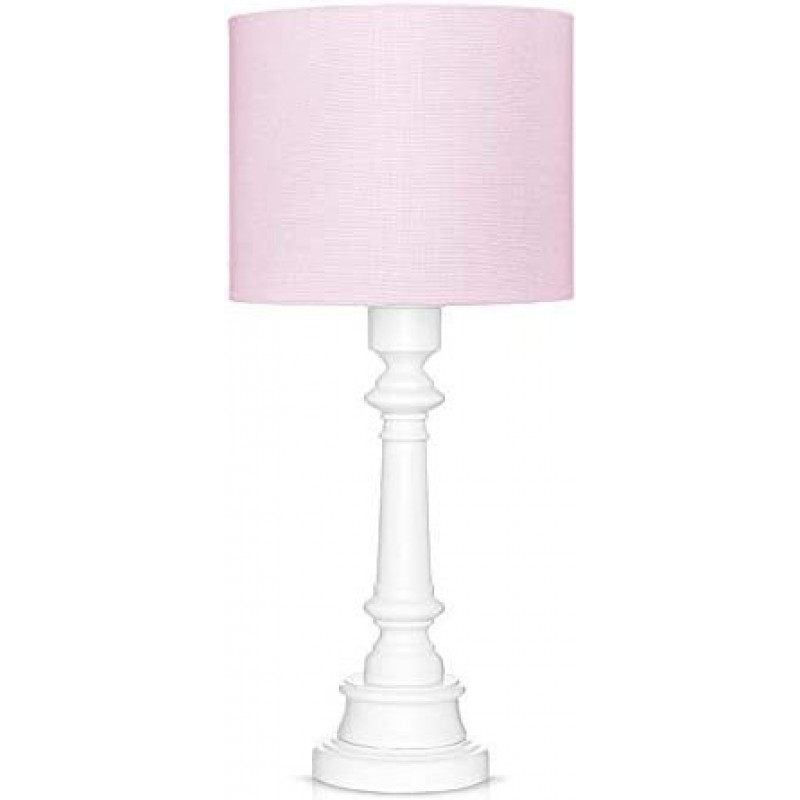 115,95 € Envío gratis | Lámpara de sobremesa 60W Forma Cilíndrica 55×25 cm. Salón, comedor y dormitorio. Estilo clásico. Madera, Textil y Policarbonato. Color rosa