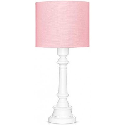 Lâmpada de mesa 60W Forma Cilíndrica 55×25 cm. Sala de estar, sala de jantar e quarto. Estilo clássico. Madeira. Cor rosa