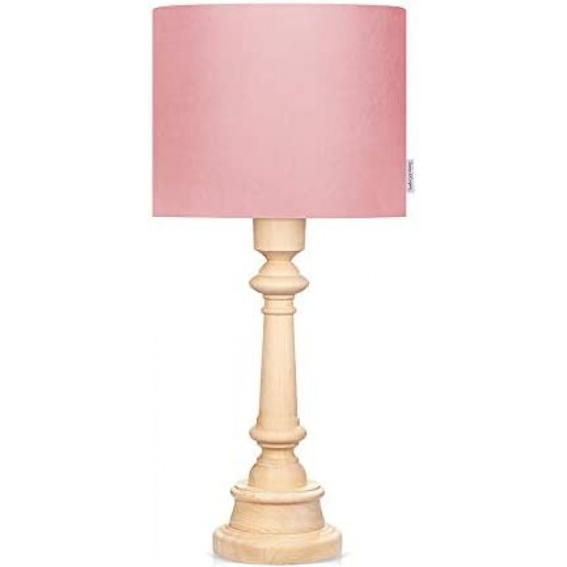 78,95 € Envio grátis | Lâmpada de mesa 40W Forma Cilíndrica 55×25 cm. Sala de estar, sala de jantar e quarto. Madeira. Cor rosa