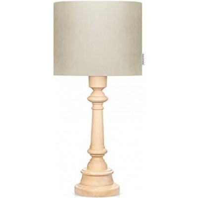 Lampada da tavolo 60W Forma Cilindrica 55×25 cm. Soggiorno, sala da pranzo e atrio. Legna. Colore beige