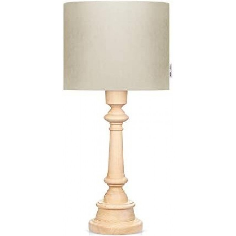 105,95 € Free Shipping | Table lamp 60W Cylindrical Shape 55×25 cm. Living room, dining room and lobby. Wood. Beige Color