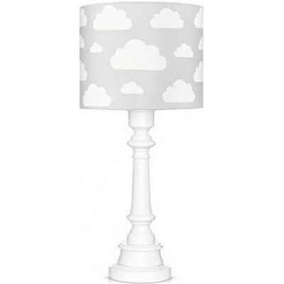 Lámpara infantil 60W Forma Cilíndrica 55×25 cm. Tulipa Salón, comedor y dormitorio. Madera, Textil y Policarbonato. Color gris