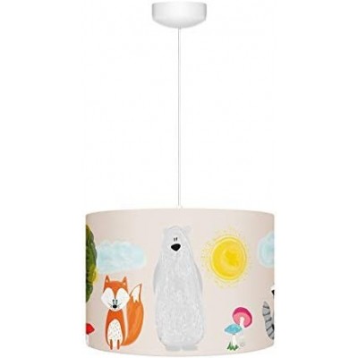 Kids lamp 60W 35×35 cm. Tulip Wood, textile and polycarbonate. Beige Color