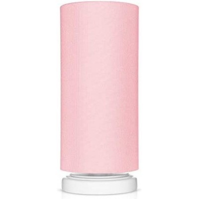 79,95 € Free Shipping | Table lamp 40W Cylindrical Shape 32×13 cm. Dining room, bedroom and lobby. Classic Style. Wood, Textile and Polycarbonate. Rose Color