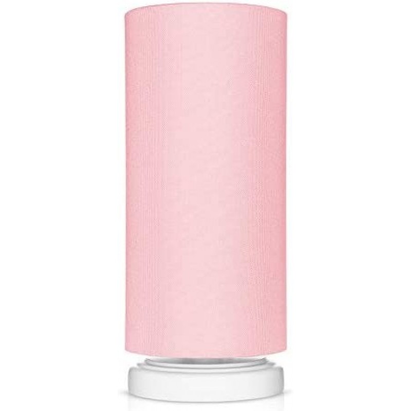 79,95 € Free Shipping | Table lamp 40W Cylindrical Shape 32×13 cm. Dining room, bedroom and lobby. Classic Style. Wood, Textile and Polycarbonate. Rose Color
