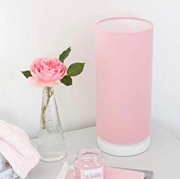 76,95 € Envío gratis | Lámpara de sobremesa 40W 32×13 cm. Madera, textil y policarbonato. Color rosa