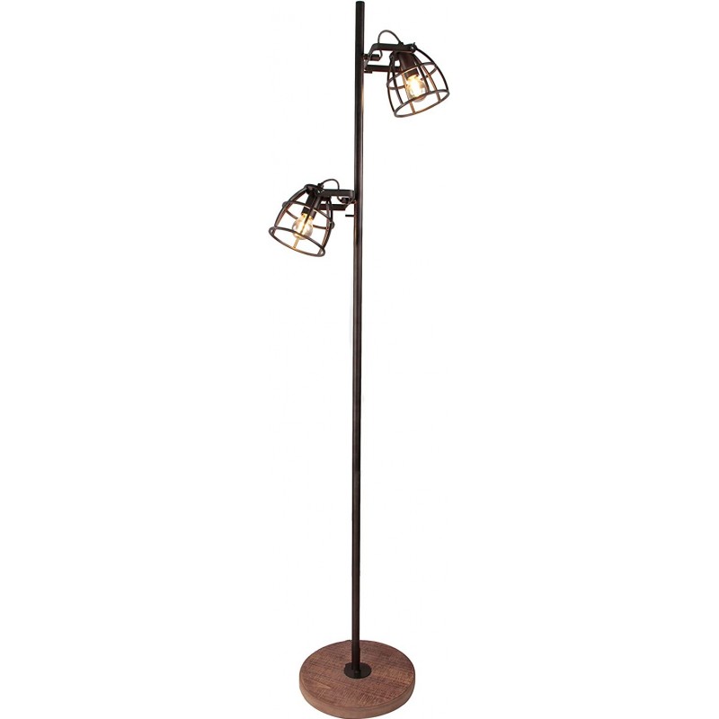 124,95 € Free Shipping | Floor lamp 28W 153×28 cm. Double focus Living room, dining room and bedroom. Vintage Style. Steel, Metal casting and Wood. Black Color