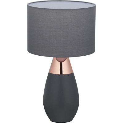 Lampe de table Façonner Cylindrique 49×28 cm. 3 niveaux d'intensité avec régulation tactile Salle à manger, chambre et hall. Style moderne. PMMA, Métal et Textile. Couleur gris