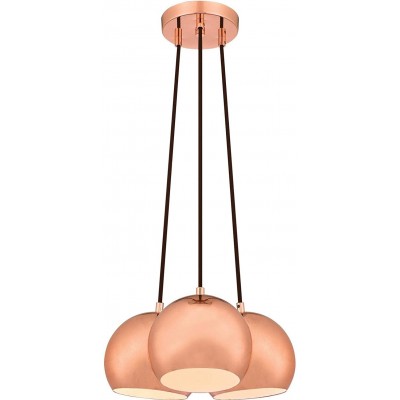 103,95 € Free Shipping | Hanging lamp 60W Spherical Shape 43×41 cm. Triple focus Living room, dining room and bedroom. Rustic and classic Style. Metal casting. Copper Color