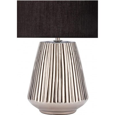 Lampada da tavolo 60W Forma Cilindrica 39×25 cm. Soggiorno, sala da pranzo e atrio. Stile moderno. Ceramica e Tessile. Colore argento