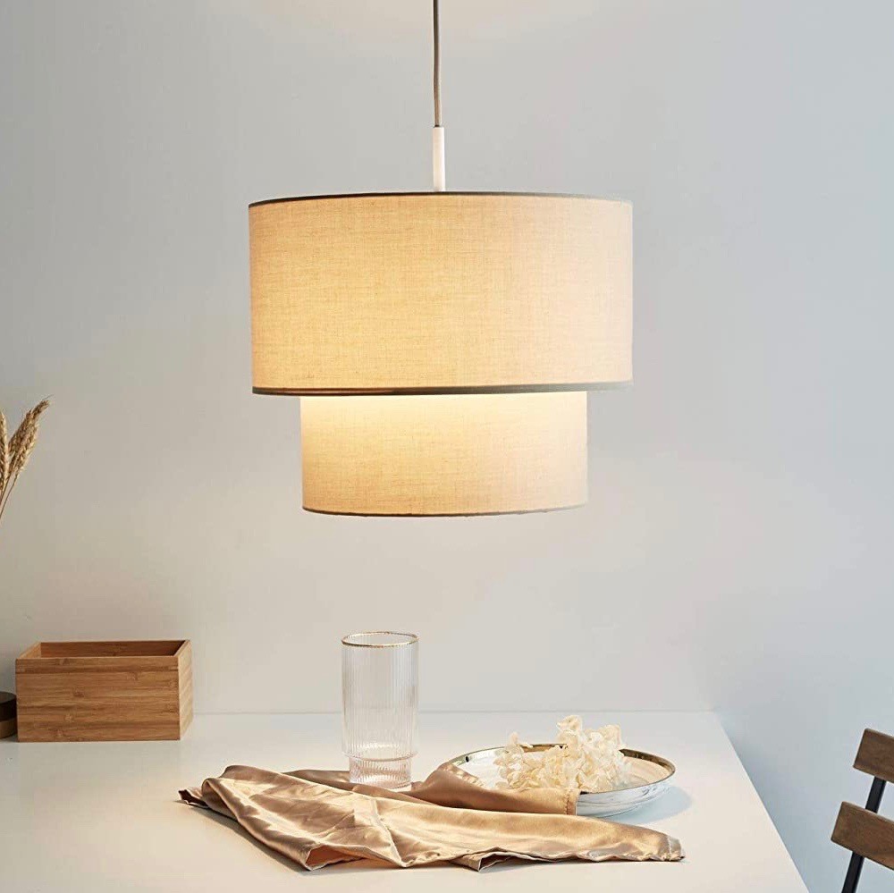 75,95 € Free Shipping | Hanging lamp 20W 32×32 cm. Textile. Beige Color