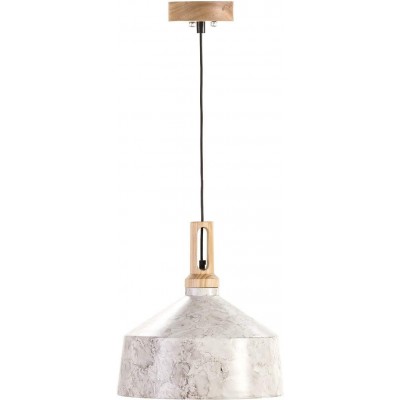 Hanging lamp Cylindrical Shape 39×37 cm. Living room, dining room and bedroom. Metal casting and Wood. White Color