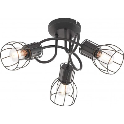 Deckenlampe 25W 40×40 cm. 3 Lichtpunkte Wohnzimmer, schlafzimmer und empfangshalle. Metall. Schwarz Farbe
