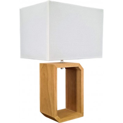 Lampada da tavolo Forma Rettangolare 49×30 cm. Soggiorno, sala da pranzo e atrio. Stile moderno. Biancheria e Legna. Colore bianca