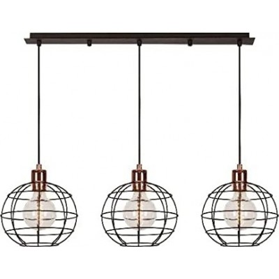 128,95 € Free Shipping | Hanging lamp 100W Spherical Shape 81×25 cm. 3 points of light Living room, dining room and bedroom. Metal casting. Black Color