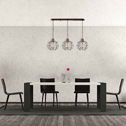 121,95 € Envio grátis | Lâmpada pendurada 100W 81×25 cm. 3 pontos de luz Metais. Cor preto