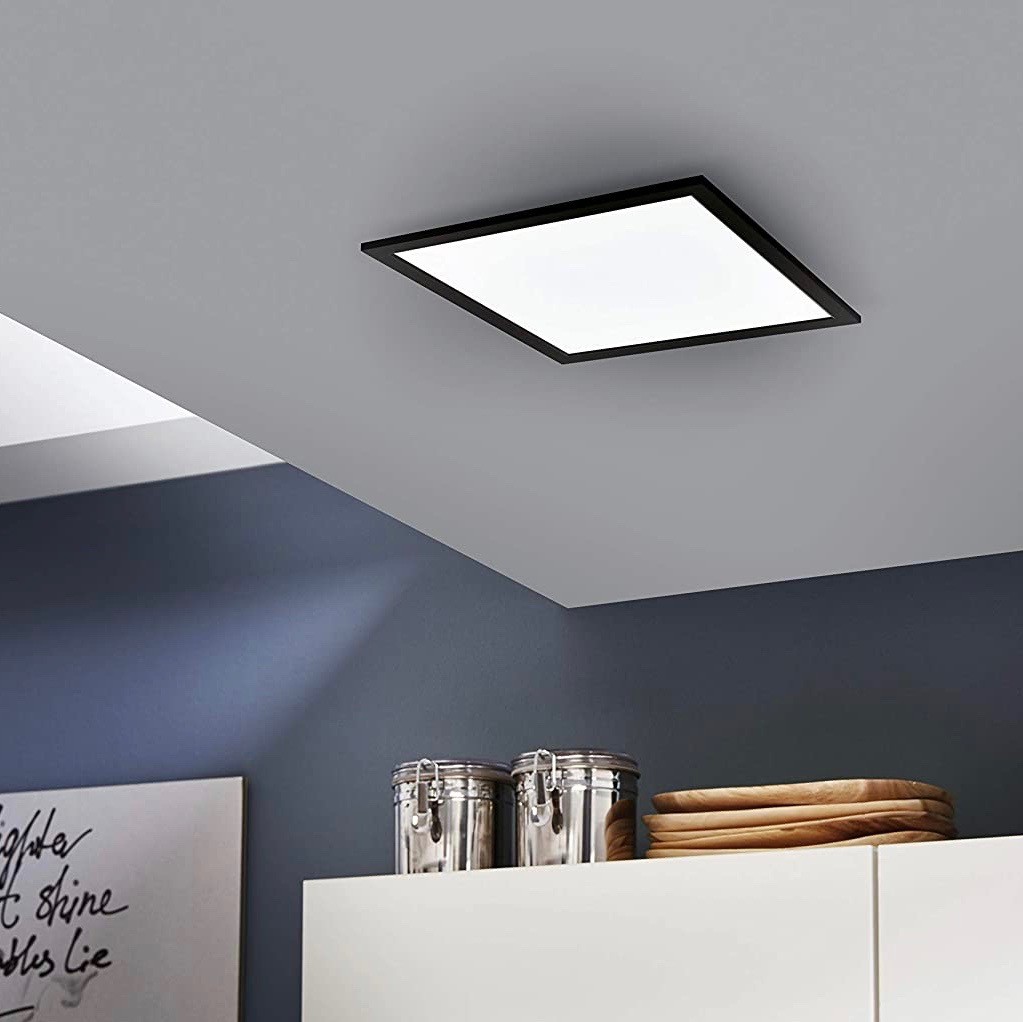 102,95 € Kostenloser Versand | Innendeckenleuchte Eglo 30×30 cm. Steuerung mit Smartphone-APP Aluminium und pmma. Schwarz Farbe