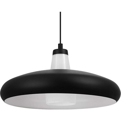 128,95 € Free Shipping | Hanging lamp Eglo Round Shape 110×45 cm. Control with Smartphone APP Living room, dining room and lobby. Industrial Style. Steel and Glass. Black Color