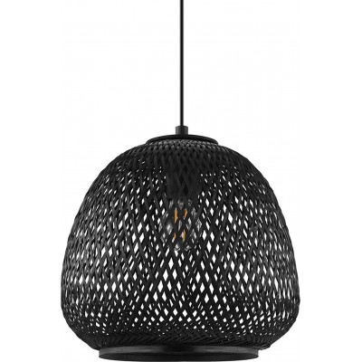 Lampe à suspension Eglo 40W Façonner Sphérique 110×32 cm. Salle à manger, chambre et hall. Métal et Bois. Couleur noir