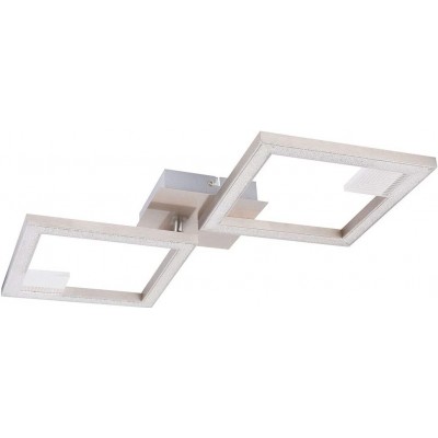 Lampe au plafond 12W Façonner Carré 57×28 cm. 2 points lumineux à LED Salle, salle à manger et chambre. Acrylique. Couleur nickel