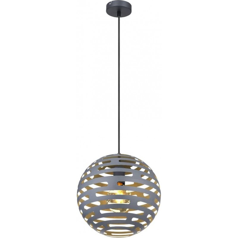 92,95 € Free Shipping | Hanging lamp 60W Spherical Shape 120 cm. Dining room, bedroom and lobby. Metal casting. Gray Color