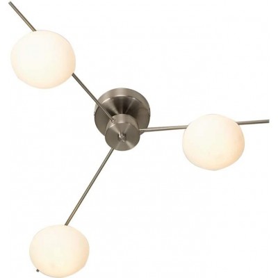 105,95 € Free Shipping | Ceiling lamp Spherical Shape 67×48 cm. Triple focus Dining room, bedroom and lobby. Classic Style. Metal casting and Glass. Plated chrome Color