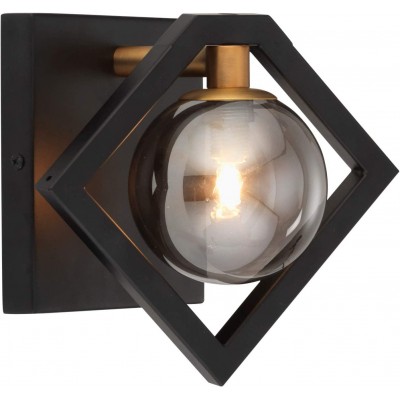 99,95 € Free Shipping | Indoor wall light Square Shape 24×18 cm. Living room, dining room and bedroom. Classic Style. Glass. Black Color