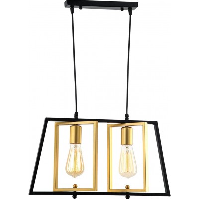 72,95 € Free Shipping | Hanging lamp 40W 50×32 cm. 2 points of light Metal casting. Black Color