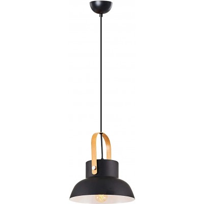 72,95 € Free Shipping | Hanging lamp 40W Round Shape 29×29 cm. Dining room, bedroom and lobby. Metal casting and Wood. Black Color
