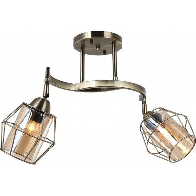 Ceiling lamp 40W 37×25 cm. Double adjustable focus Living room, bedroom and lobby. Crystal and Metal casting. Golden Color