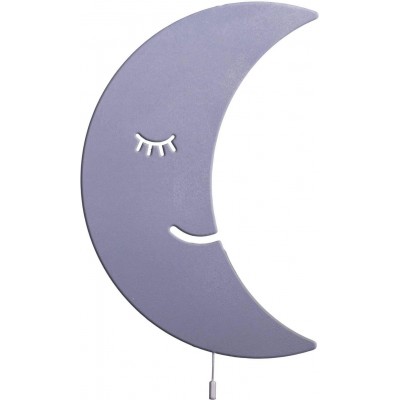 Lampada da parete per interni 9W 42×30 cm. Disegno della luna Legna. Colore blu