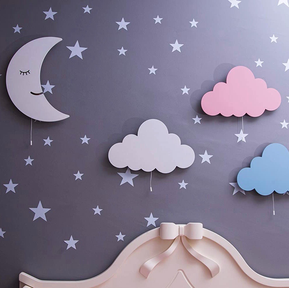 129,95 € Envío gratis | Lámpara infantil 14W 42×30 cm. Diseño de nube y cisne Madera. Color blanco