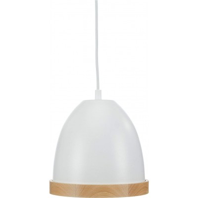 Lámpara colgante Forma Cónica 90×21 cm. Salón, comedor y dormitorio. Metal y Madera. Color blanco