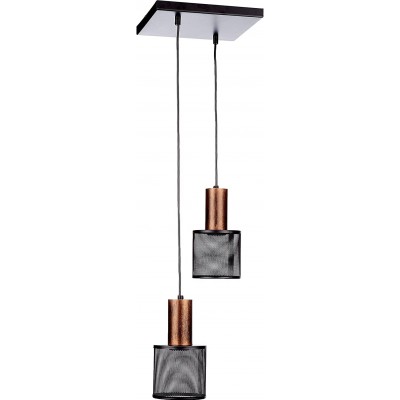 Lámpara colgante 60W Forma Cúbica 90×25 cm. 2 puntos de luz Comedor, dormitorio y vestíbulo. Metal. Color marrón