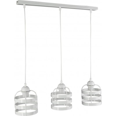 Lampe à suspension Façonner Cylindrique 70×70 cm. 3 points de lumière Salle à manger, chambre et hall. Métal. Couleur blanc
