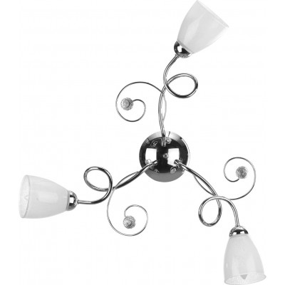 Deckenlampe 50×50 cm. Dreifacher Fokus Kristall und metall. Überzogenes chrom Farbe