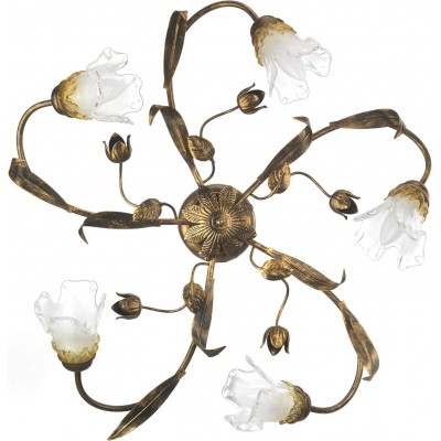 Ceiling lamp 62×60 cm. 5 light points Dining room, bedroom and lobby. Rustic Style. Glass. Golden Color